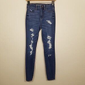 American Eagle Super Hi-Rise Jegging The Dream Jeans Distressed Size 0
